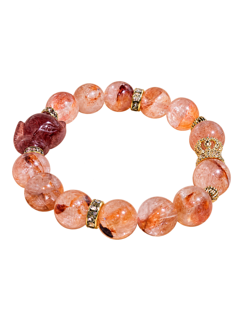 紅膠花水晶手鍊｜花石聊癒